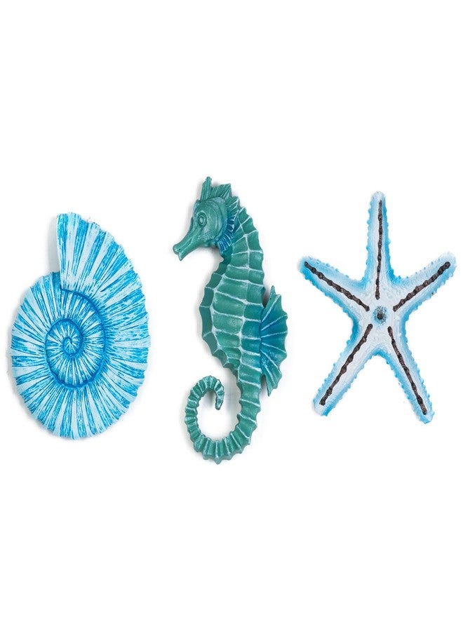 AIM & GGKK 3D Art Ocean Beach Wall Decor Coastal Decorations Sets with Starfish, Seahorse,Conch for Bedroom Bathroom Livingroom Beach House - Image 1